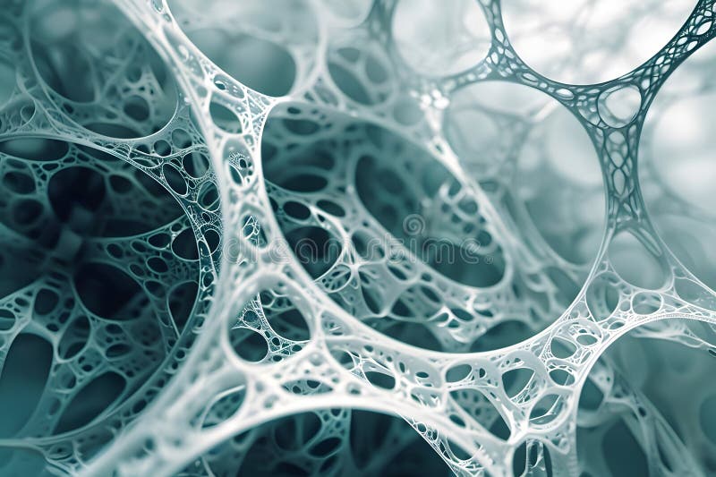 Utforska intricate 3D strukturerar en resa genom komplexa nätverksutformningar med organiska former och abstrakt profil vektor illustrationer