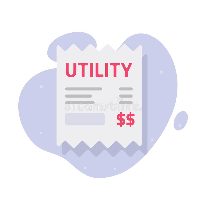 Utility Bill Vector Receipt Icon or Budget Expense Payment Pay Flat