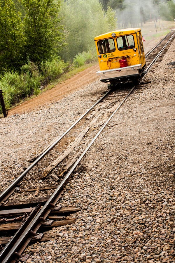 Utility Car on Train Tracks Editorial Stock Image Image of public