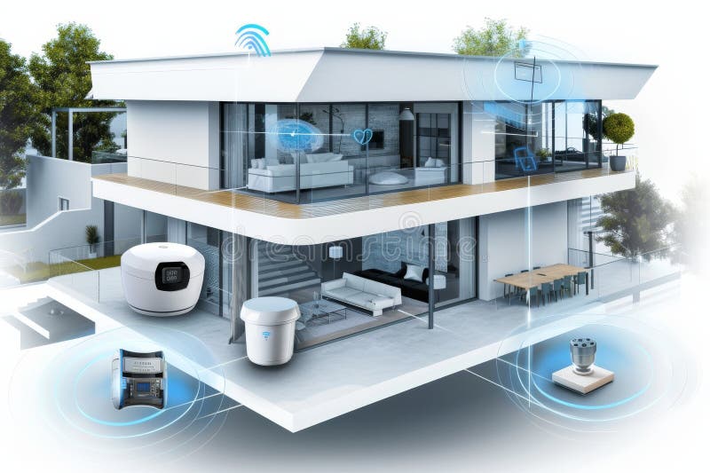 Utilize secure lighting and camera control to fortify your security concept, ensuring comprehensive protection in sensitive areas. vector illustration