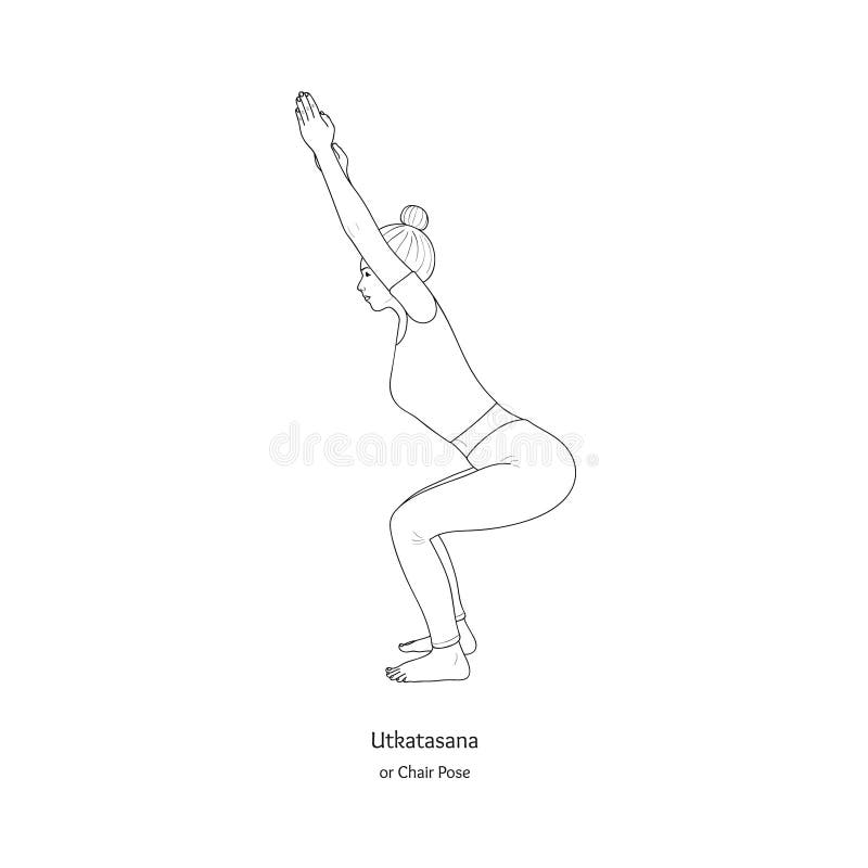 Premium Vector | Chair twist pose yoga illustration