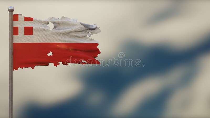 Utrecht 3D lancinante illustrazione della bandiera d'onda su Flagpole