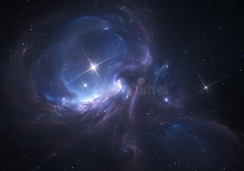 Space Nebula. Cloud of gas and dust blocks the light of distant stars, illustration. Space Nebula. Cloud of gas and dust blocks the light of distant stars, illustration