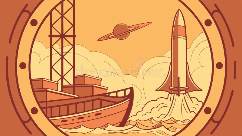 Utrymmesraket på startplattan med vektordesign för illustration av byggvektor för generativ AI vektor illustrationer