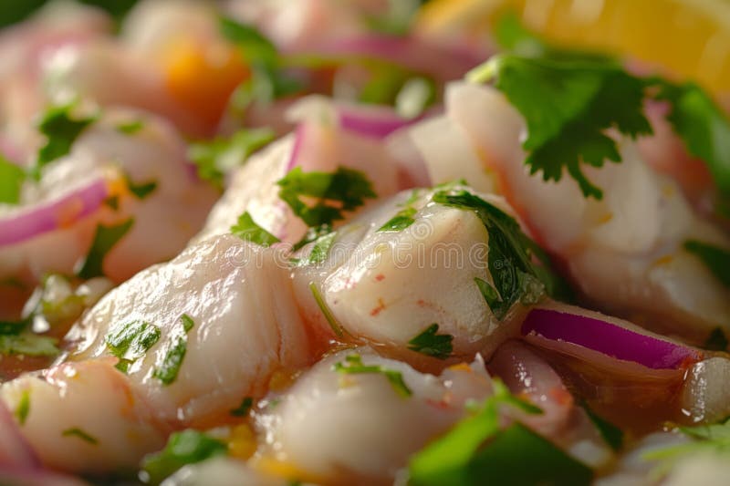Utsökt ceviche closeup stock illustrationer