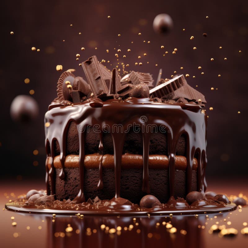 Utsökt chokladkaka med fantastisk 3d-återgivning vektor illustrationer