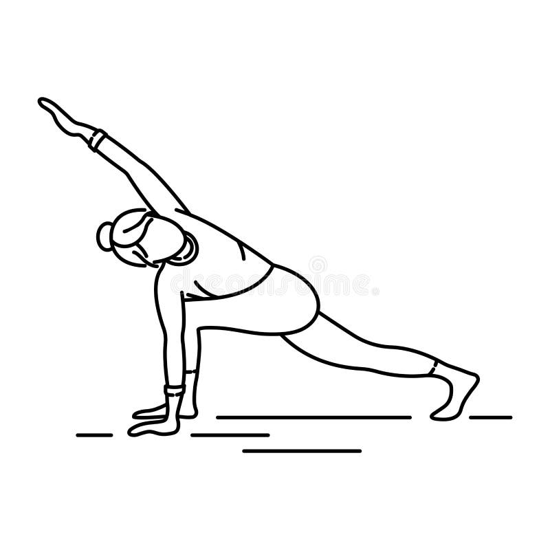 Utthita Parsvakonasana Elongated Side Angle Pose Black Line Icon 涉及使用许多重要的肌肉组网页象形图库存例证 插画包括有更加恼怒的 能源 181520059