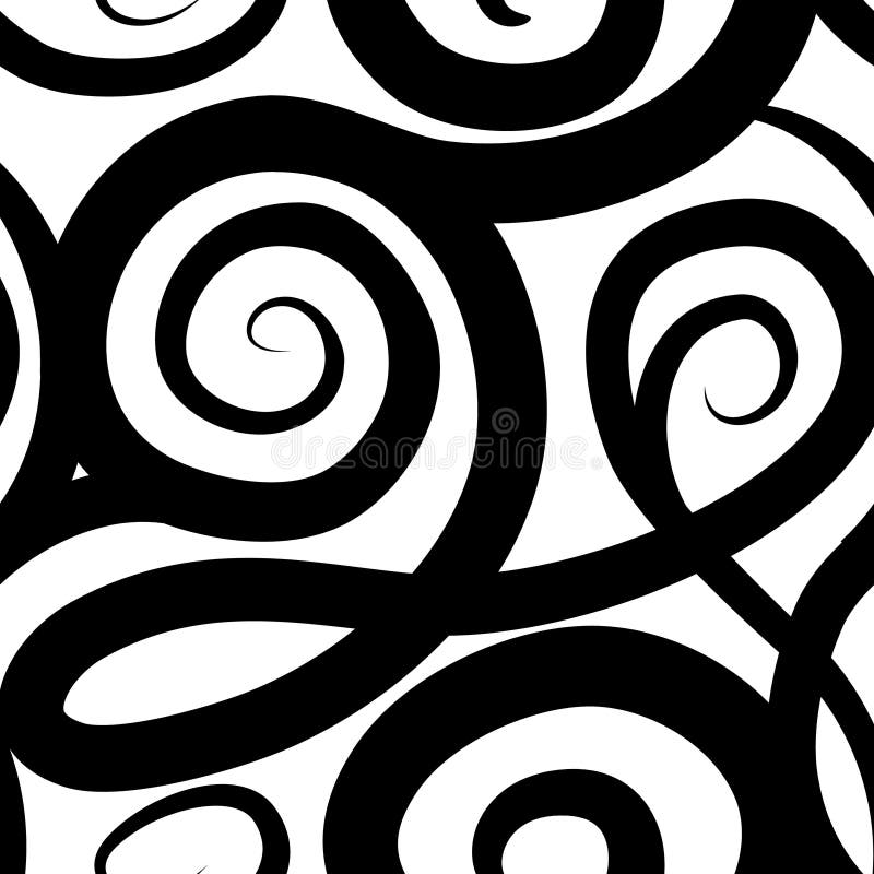 Uttryckligt mönster för spiral Bakgrund för svart och vit snurrlinje stock illustrationer
