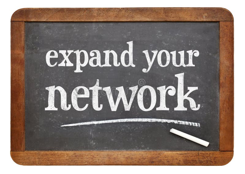 Expand your network advice or reminder - white chalk text on a vintage slate blackboard. Expand your network advice or reminder - white chalk text on a vintage slate blackboard