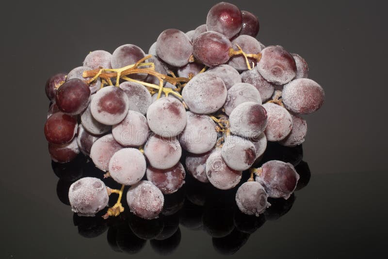 Uvas congeladas ou uvas no isolamento do gelo no fundo preto imagens de stock Uvas congeladas ou uvas no isolamento do gelo no fundo preto imagens de stock