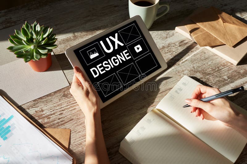 UX Design. User experience designer, Web and application development. Internet and technology concept. royalty free stock photography