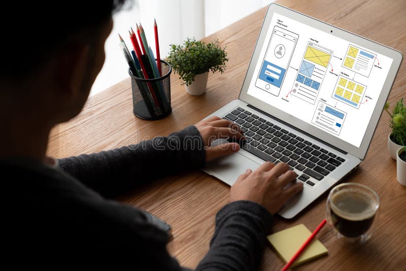 UX UI design process for modish mobile application and website royalty free illustration