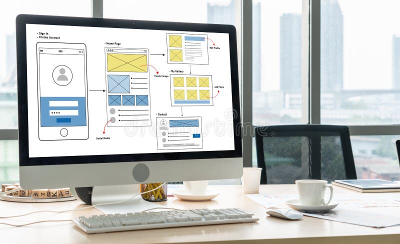 UX UI design process for modish mobile application and website royalty free stock photos