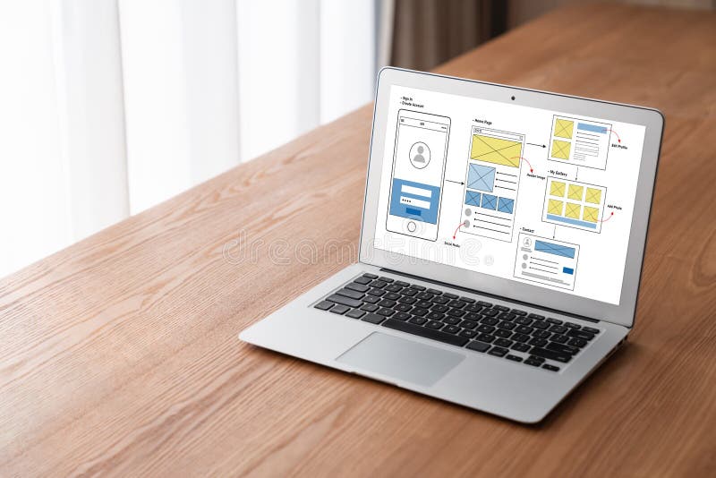 UX UI design process for modish mobile application and website stock photo