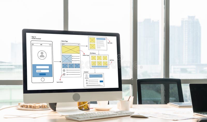 UX UI design process for modish mobile application and website royalty free stock image