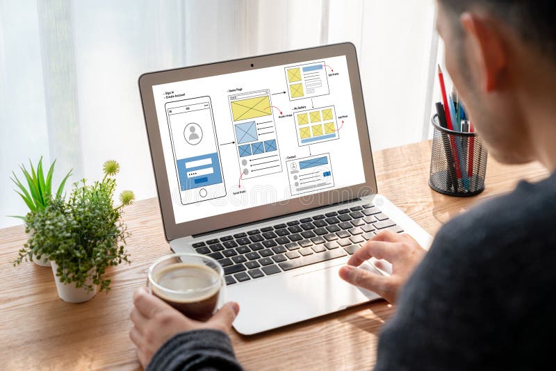 UX UI design process for modish mobile application and website royalty free stock image
