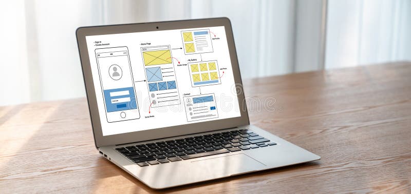 UX UI design process for modish mobile application and website royalty free stock photography