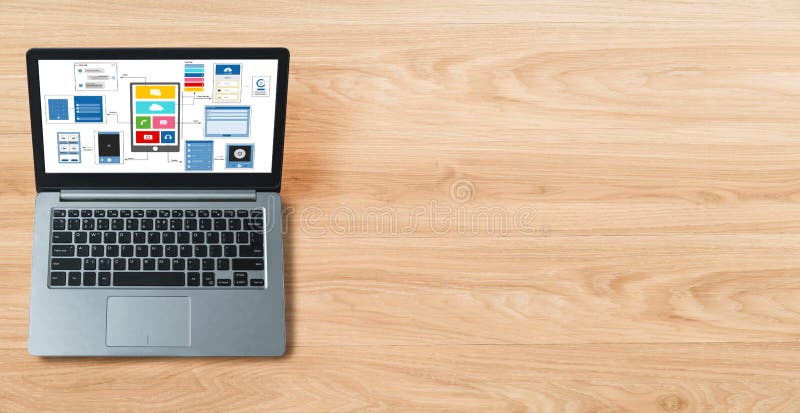 UX UI design process for modish mobile application and website stock photo