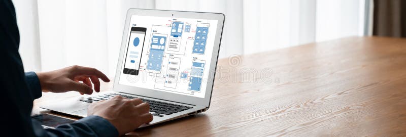 UX UI design process for modish mobile application and website royalty free stock photography