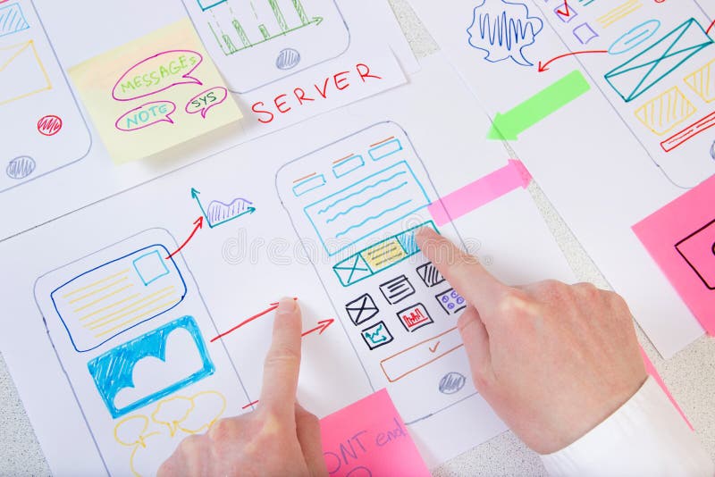 Ux Ui development in working process stock photography