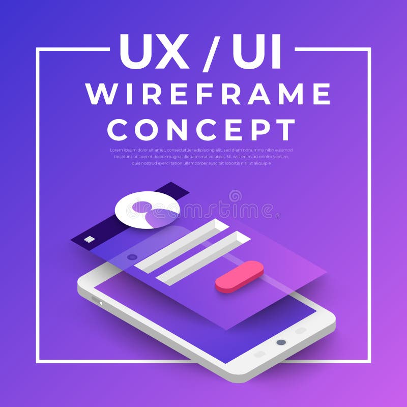 UX UI Flowchart. Mock-ups mobile application concept isometric royalty free illustration
