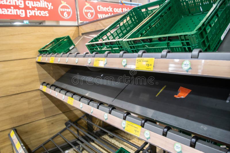 UXBRIDGE ENGLAND 22 February 2023 Vegetable Shortage In Aldi uxbridge-england-22-february-2023-vegetable-shortage-in-aldi