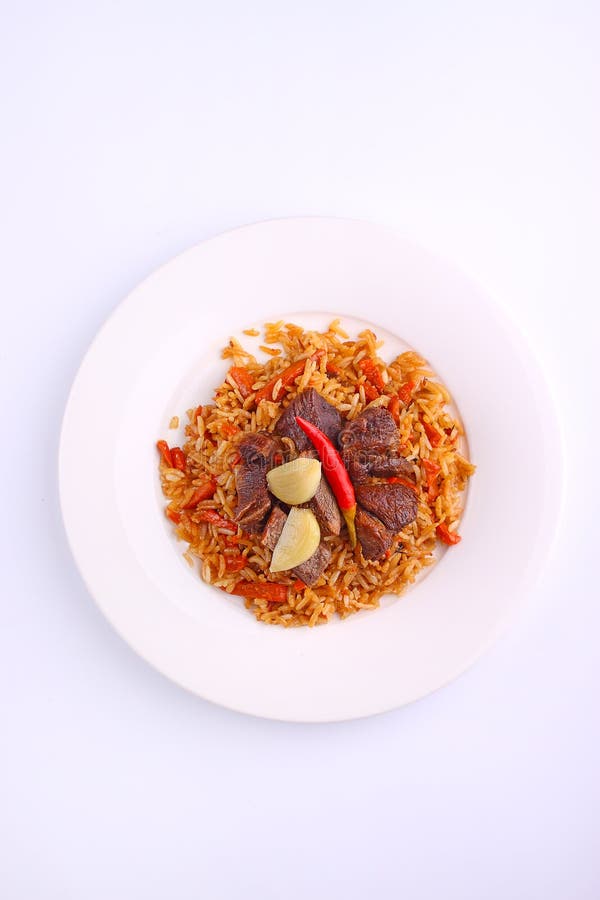 Uzbek Pilaf with Lamb with Red Pepper Stock Image Image of pilaf