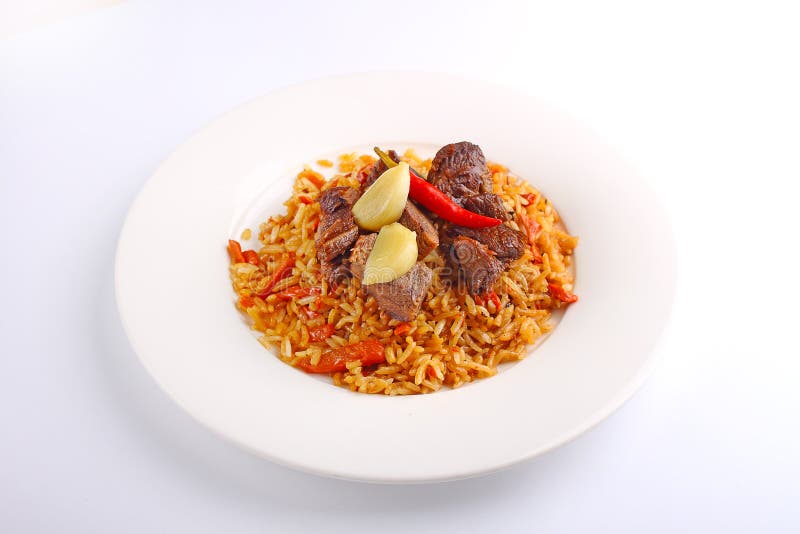 Uzbek Pilaf with Lamb with Red Pepper Stock Photo Image of color