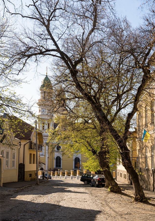 UZHHOROD, UKRAINE - APRIL 12, 2020: Greek Catholic Cathedral in Uzhgorod, Ukraine royalty free stock images UZHHOROD, UKRAINE - APRIL 12, 2020: Greek Catholic Cathedral in Uzhgorod, Ukraine royalty free stock images