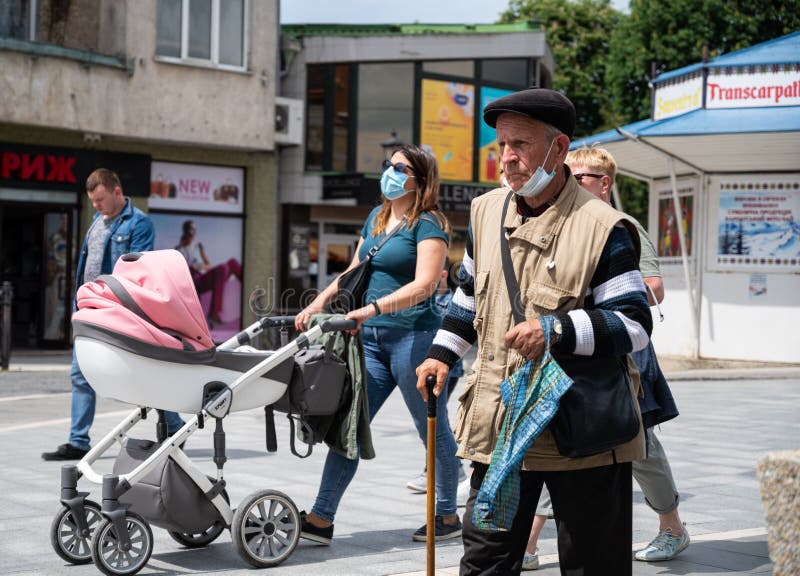UZHHOROD, UKRAINE - MAY 27, 2020: Quarantine in the city of Uzhhorod due to the COVID-19 virus stock images UZHHOROD, UKRAINE - MAY 27, 2020: Quarantine in the city of Uzhhorod due to the COVID-19 virus stock images