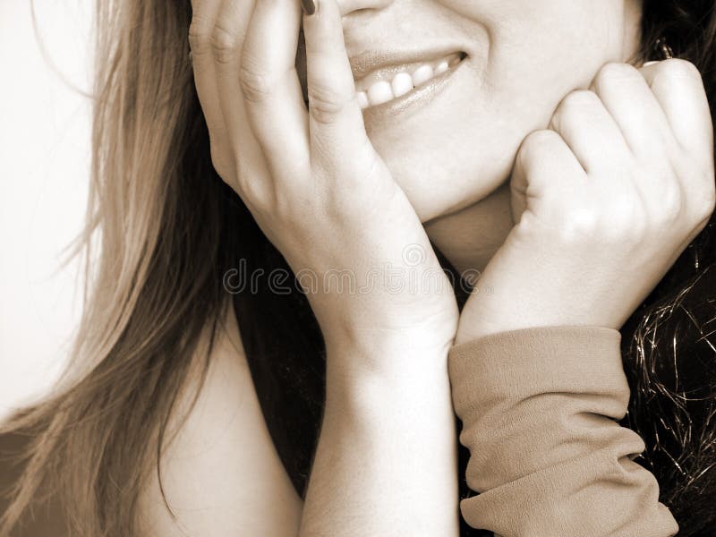 Smile. Part of Woman's Face. Sepia Toning. Smile. Part of Woman's Face. Sepia Toning.