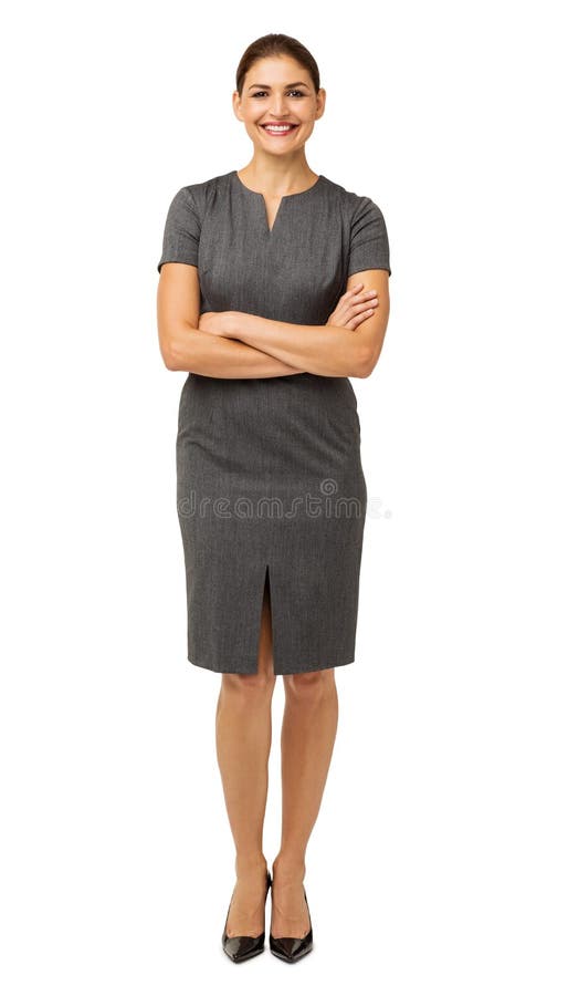 Uśmiechnięte bizneswoman pozyci ręki Krzyżować fotografia stock Uśmiechnięte bizneswoman pozyci ręki Krzyżować fotografia stock