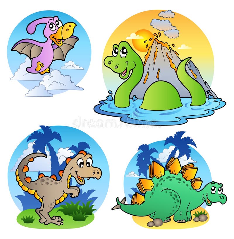 conjunto de dinossauros de desenhos animados para colorir. ilustração em  vetor preto e branco. jogo educativo infantil. estilo cartoon plana.  5871317 Vetor no Vecteezy