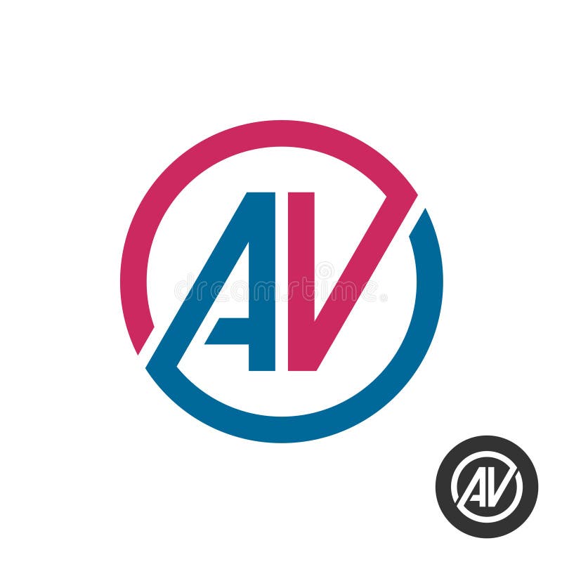 A and V capital letters logo. Round AV monogram. vector illustration