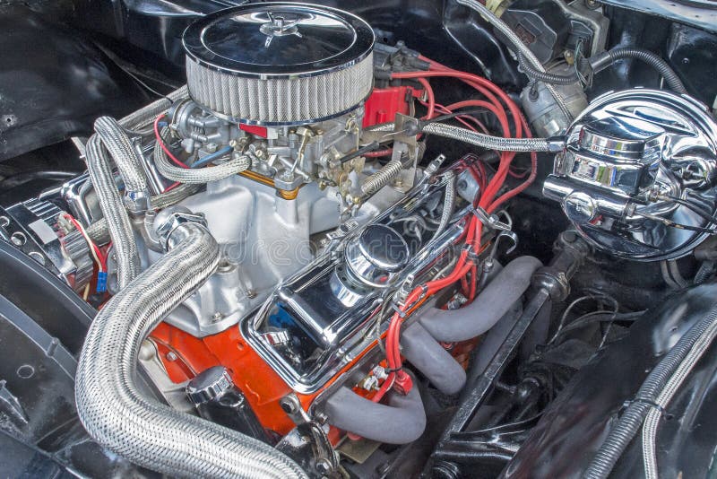 V8 engine compartment stock images