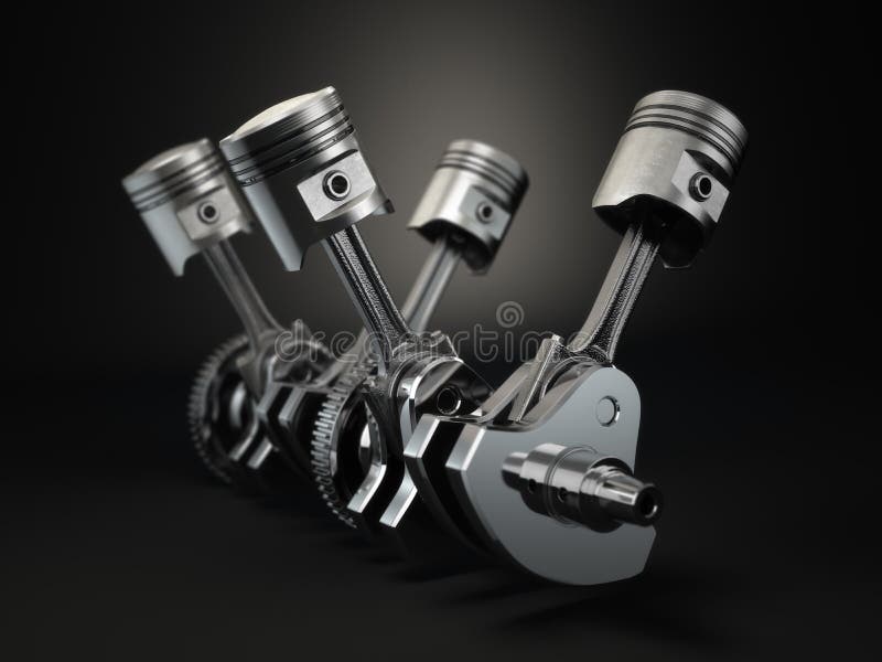 Pistons and Crankshaft. Four Cylinder Engine Stock Illustration Illustration of gear, motor