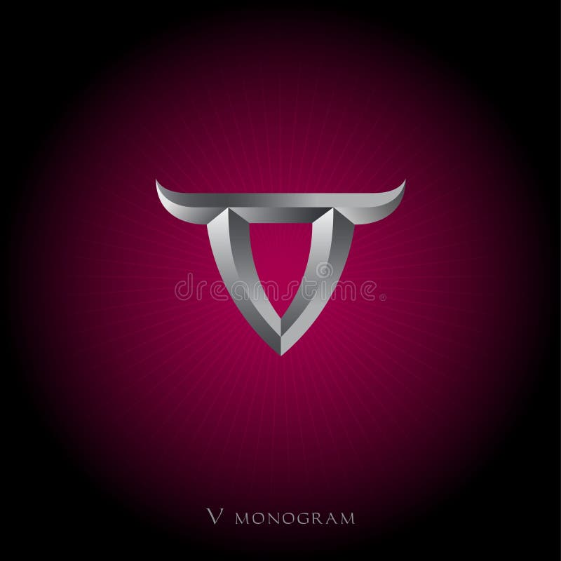 V monogram Viking logo Metalu list z rogami ilustracja wektor V monogram Viking logo Metalu list z rogami ilustracja wektor