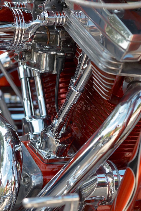 Detail take of a powerful v-twin motorbike engine. Detail take of a powerful v-twin motorbike engine