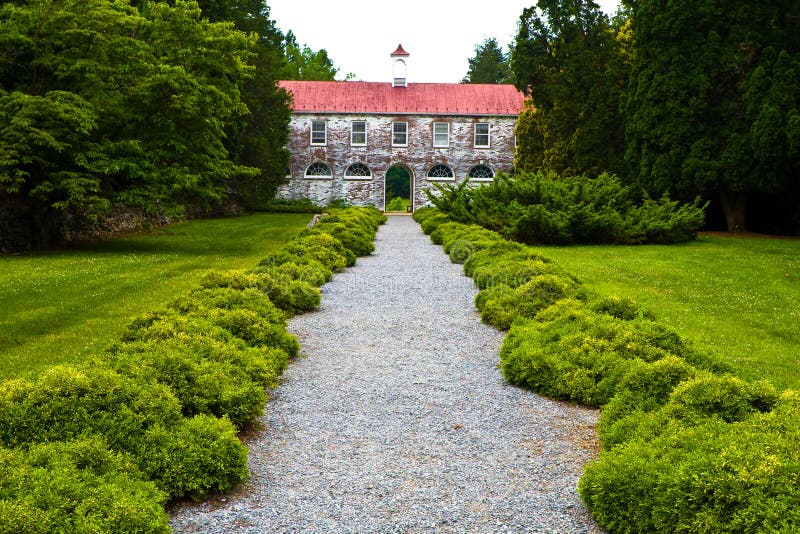 Path leading to main building at the Blandy Experimental Farm Virginia State Arboretum in Clarke County Virginia USA. Path leading to main building at the Blandy Experimental Farm Virginia State Arboretum in Clarke County Virginia USA.