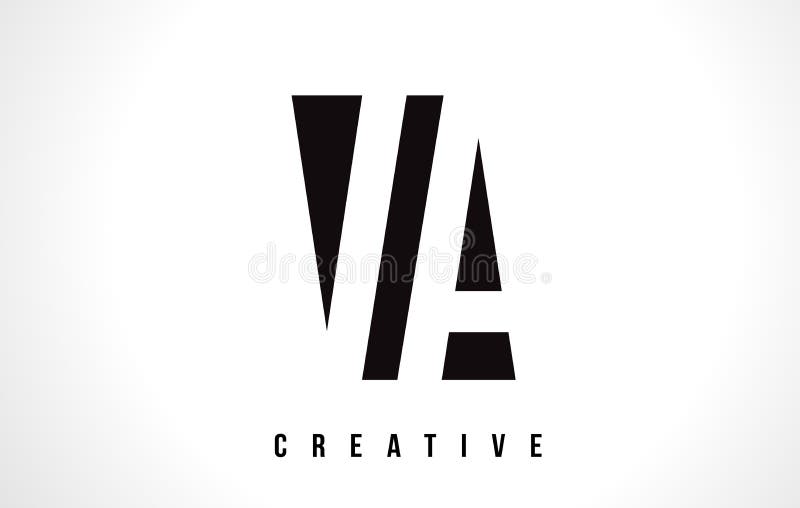 VA V en vit bokstav Logo Design med den svarta fyrkanten