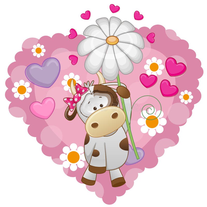Vaca con los corazones y la flor libre illustration Vaca con los corazones y la flor libre illustration