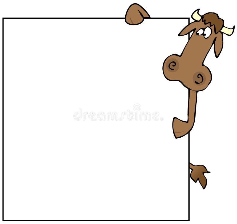 Vaca con una muestra en blanco stock de ilustración Vaca con una muestra en blanco stock de ilustración