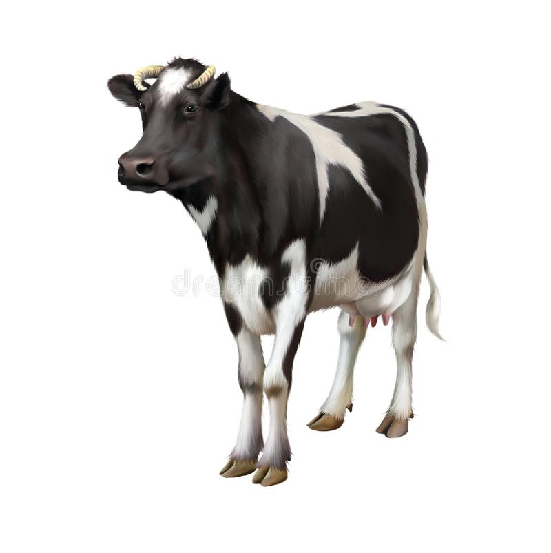 Vaca derecha aislada en el fondo blanco libre illustration Vaca derecha aislada en el fondo blanco libre illustration