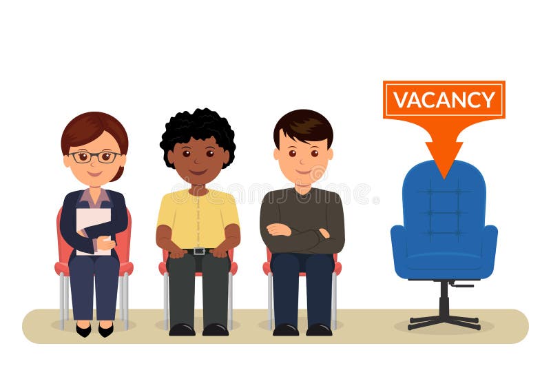 Vacancy. Cartoon People Sitting on Chairs Awaiting an Interview for Employment. Recruitment Stock Vector - Illustration of business, chair: 76864561 Vacancy. Cartoon People Sitting on Chairs Awaiting an Interview for Employment. Recruitment Stock Vector - Illustration of business, chair: 76864561