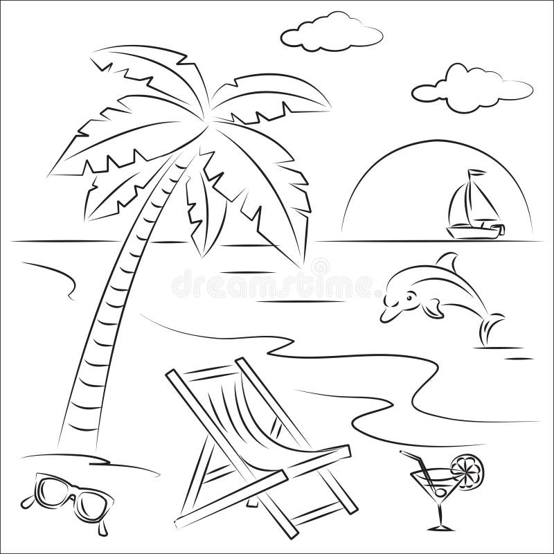 Vector Illustration of beach vacation. Vector Illustration of beach vacation