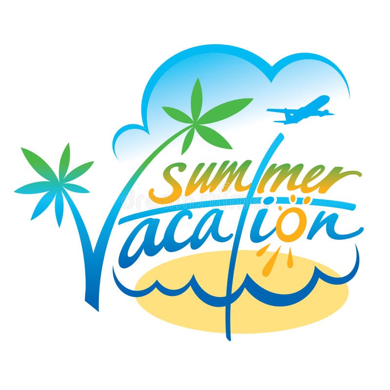 Summer Vacation beach sea sky sun palm plane leisure. Summer Vacation beach sea sky sun palm plane leisure