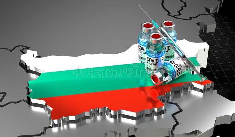 Vaccinarea cu virusul coronavirus Covid19 sarscov2 în formă de țară bulgară vector illustration