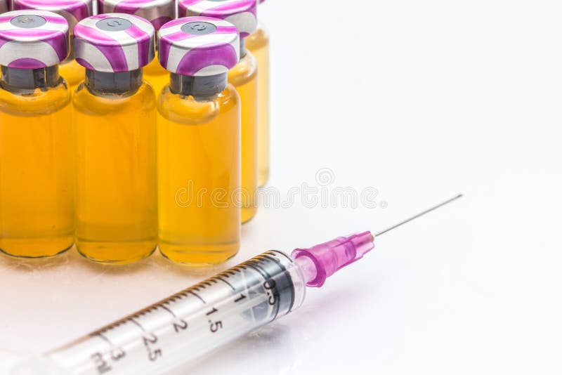 the vaccine and a hypodermic syringe