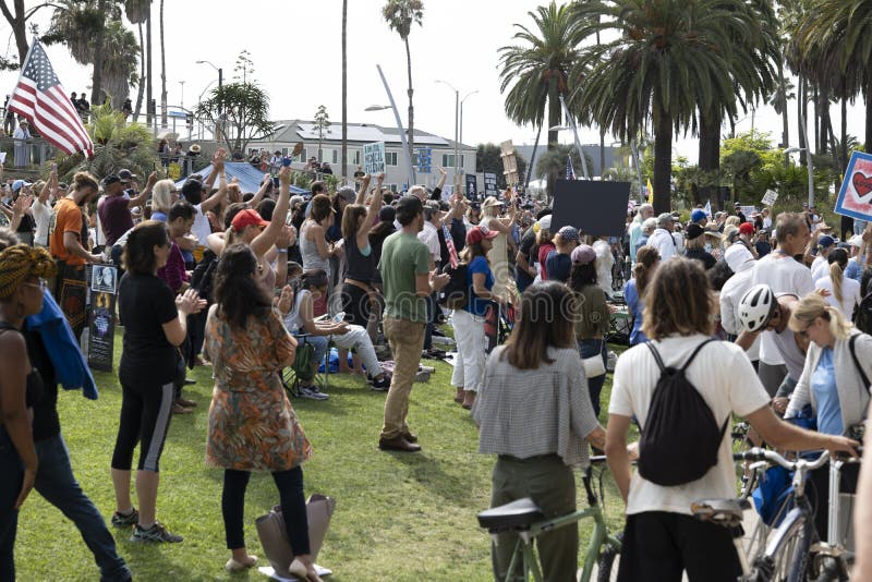 Vaccine passport protest Santa Monica, CA USA - August 21 ...