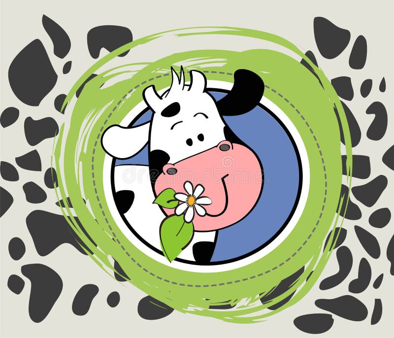 Vache mignonne et une fleur illustration stock Vache mignonne et une fleur illustration stock